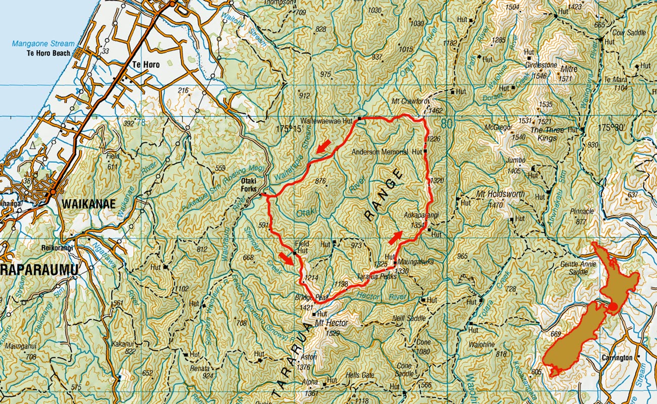 Tararua-Peaks-route