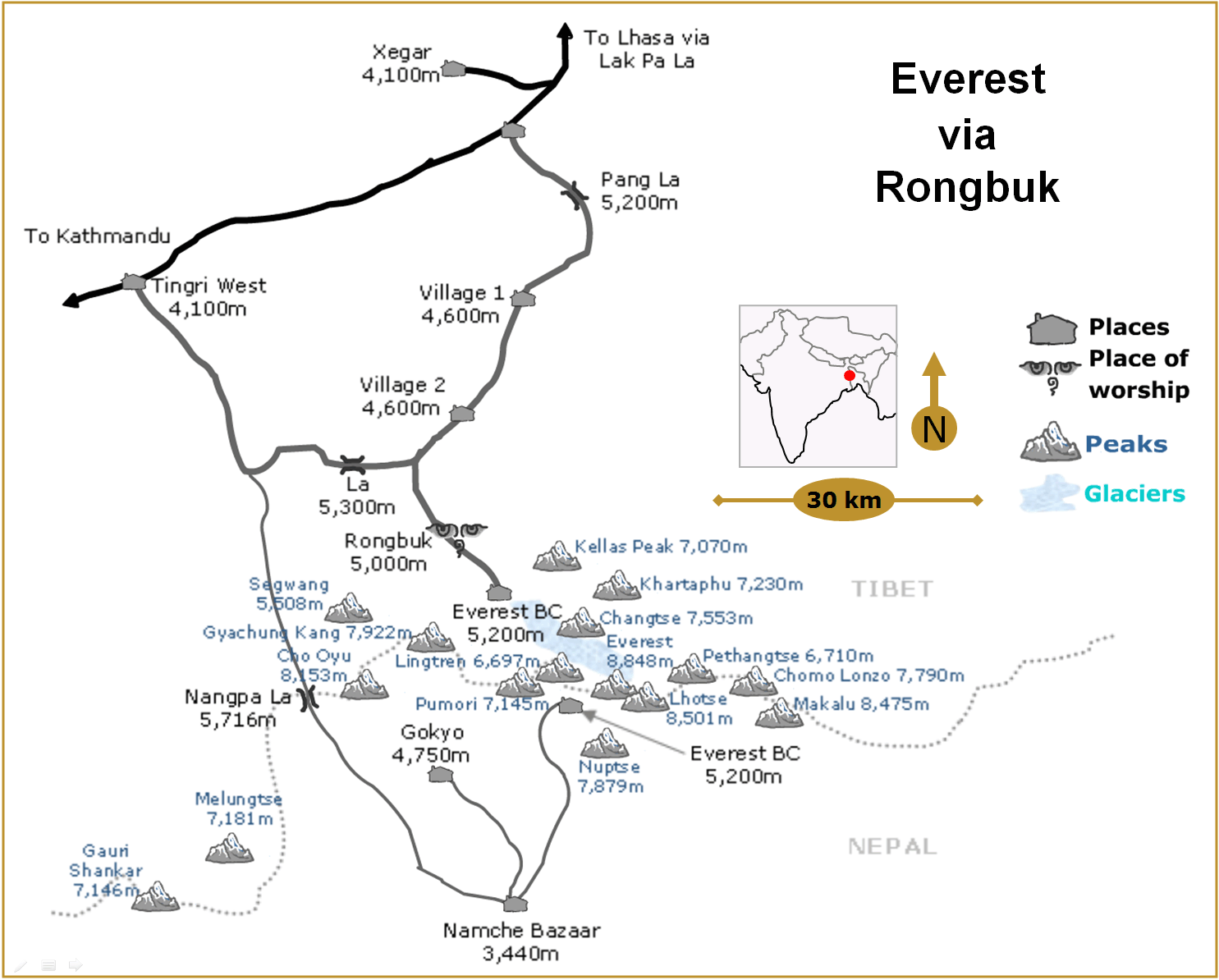 Rongbuk map