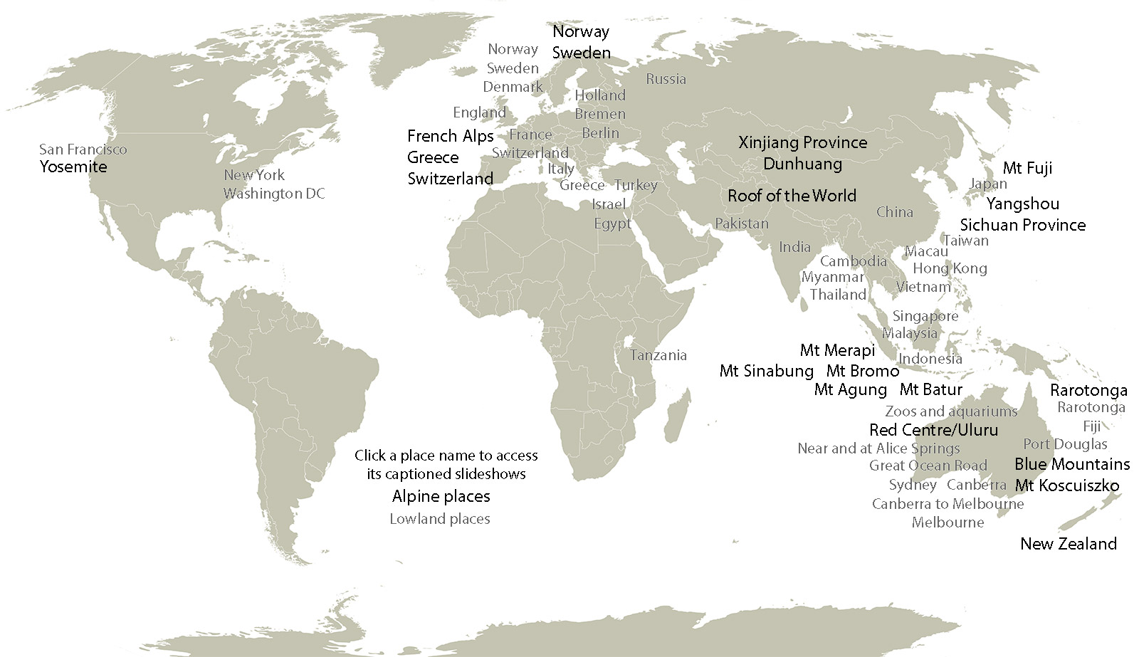 alps mountains on world map